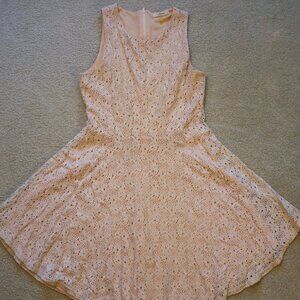 Soprano Lace Overlay Dress Fit and Flair A-line Skater Pink Sz M